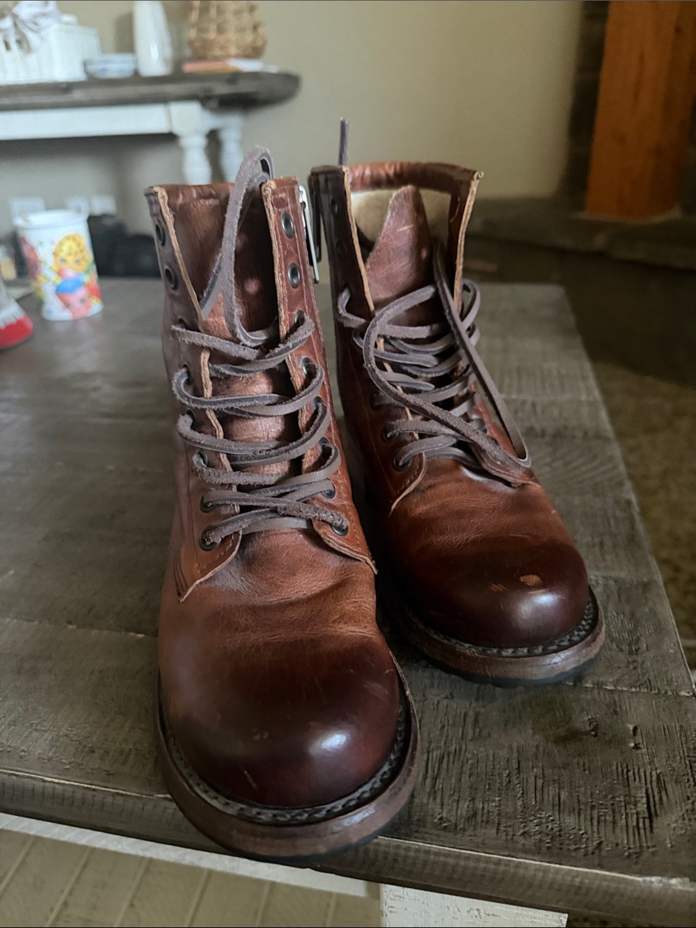 Freebies by Steve Manchester Leather Lace-Up Combat Boots - Picture 2 of 10